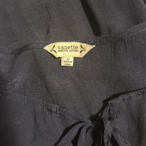 Navy Blue Nanette Lepore Blouse with Front Tie - Size M - Picture 8 of 9